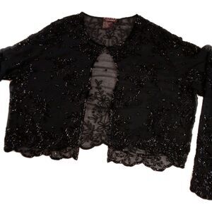 Women's Marina By Marina Bressler Black Bedazzled Cardigan No Size Measures L/XL